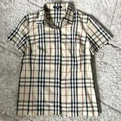 【美品✨】バーバリーロンドン　チェックシャツ　ノバチェック　刺繍　半袖　42