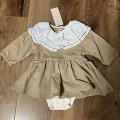 新品♡【プティマイン 】80スカートロンパース　ベージュ