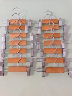 木製パンツ・スカートハンガー14本セット