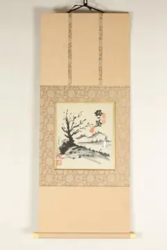 扇面 水墨画 鳥 梅 額装 約78×43cm 和風アート 壁 - メルカリ