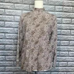 ランズエンド ハイネック 長袖 総柄 アニマル柄 カットソー ヒョウ柄 Tシャツ