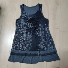 美品⁂センソユニコ⁂ジウ　ノースリーブロングチュニック　変形ヘム　チェック　総柄 美品⁂センソユニコ⁂ジウ ノースリーブロングチュニック 変形ヘム