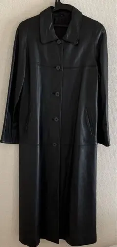 羊革製 黒ロングコート 日本製