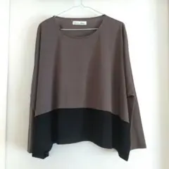Kawai Okada バイカラー長袖トップス M～L カットソー