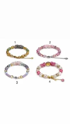 ビーズブレスレット4点セット花装飾 ビーズブレスレットセット