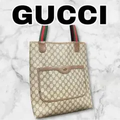 正規品 GUCCI オールドグッチ GG柄 シェリーライン 縦型トートバッグ