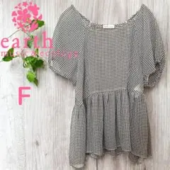 earth music & ecology ギンガムチェック 半袖チュニック F