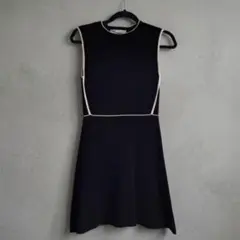 ​ZARA ザラ コントラスト ニットワンピース ノースリーブ ブラック(S)