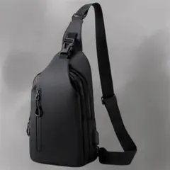 メンズ ボディバッグ 黒 ショルダー USB充電対応 撥水素材 両肩対応