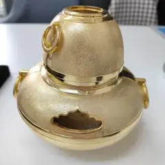 黄金茶釜招福24KGP（金メッキ 純銀プレート9g）天皇陛下御即位50年