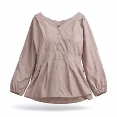 GU【M】Vネックボリュームスリーブブラウス 長袖