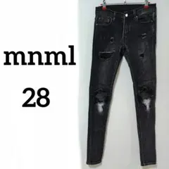 美品 mnml スキニーデニム ブラック ダメージ加工 34 - メルカリ