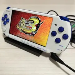 SONY PSP ホワイト/ブルー美品 動作良好 正規FW 純正付属品付