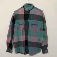 Wrangler オールド アメカジ 古着 ブロックチェック 刺繍 ワークシャツ