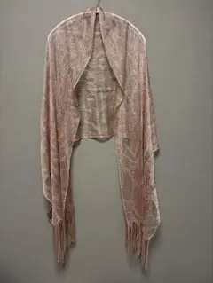 ピンク メタリック フリンジ付きショール