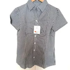 未使用　黒白ギンガムチェック半袖シャツM