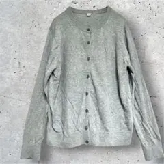 UNIQLO ユニクロ UVカットクルーネックカーディガン グレー M シンプル