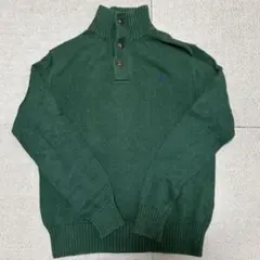 ラルフローレン コットン ニット セーター グリーン S XS ハーフボタン