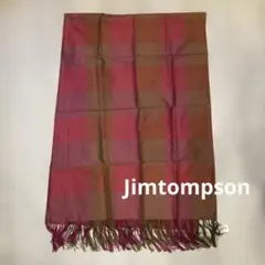 Jim Thompson ピンク系 チェック ストール　56×166㎝