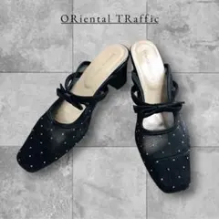 ORiental TRaffic リボンベルトラインストーンシアーミュール 黒のサムネイル