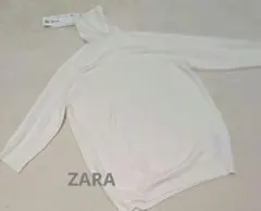 新品タグ付　ZARA ハイネック 半袖ニットホワイト Mのサムネイル