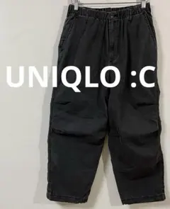 ユニクロシー　UNIQLO :C　ワイドパラシュートパンツ　デニム　Sサイズ