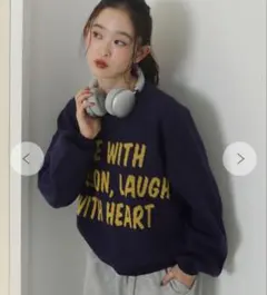 WEGO ロゴプリント クルーネック スウェット ネイビー