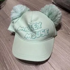な*。様 ミッキー ポンポン付きファンキャップ ミント グリーン