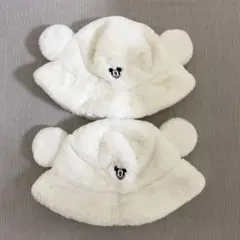 ディズニーリゾート　バケハ　もこもこ　ホワイト　セット