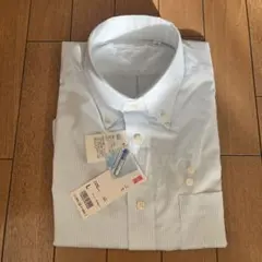 水色ストライプ 半袖ワイシャツ L