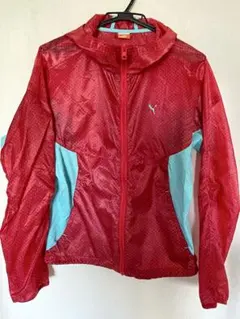 Puma レッド系ドット柄ウィンドブレーカー　レディース　L