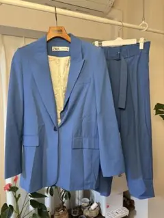 ZARA パンツスーツ上下 ブルー XSのサムネイル