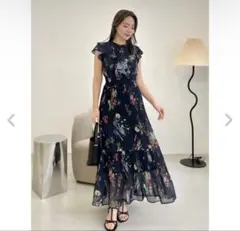 新品タグ付 FRAY I.D フリルウエストシャーリングプリントワンピース