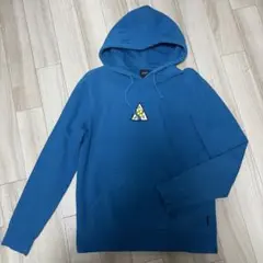 HUF ハフ パーカー プルオーバー フーディー ブルー S ロゴ刺繍