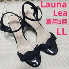 ブラック ストラップサンダル 中ヒール　黒