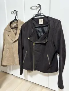 ジャケット　2点セット　レディース　スウェード 黒&ブラウン