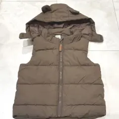 H&M フード付き 中綿ベスト 12-18ヶ月 80 クマ耳 ブラウン