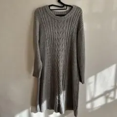 chococol raffine グレー ケーブルニット ロングワンピース