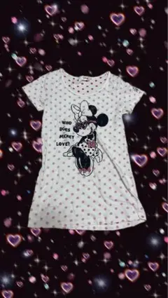 Disney ミニーマウス Tシャツ ホワイト/ピンクドット
