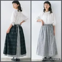 kazumi×Samansa Mos2 リバーシブルスカート グレー(チェック)