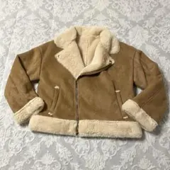 ムートン風 ベージュ ボアジャケット Mサイズ ジッパー付き