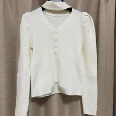 高速ターミナル アイボリー 白 ニット タートルネック リブニット