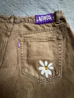 LABROS デニムパンツ ワイドシルエット フラワー刺繍 スケーター