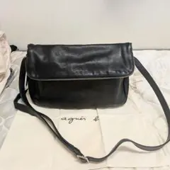 agnès b. CU01 SAC ショルダーバッグ 黒 ラムレザー
