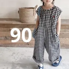ギンガムチェックオールインワン　90