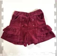 SLAP SLIP バーガンディ コーデュロイ フリルショートパンツ 100