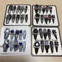 ネイルチップまとめ売り4点セット 未使用　S かっこいい 系 地雷系