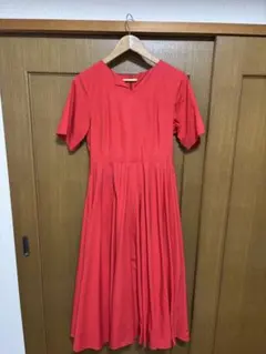 試着のみ】foufou グレーバイカラーギャザータックワンピース Sサイズ