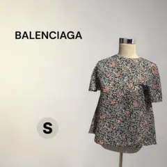 BALENCIAGA シルク ブラウス 花柄 36 フレア 半袖のサムネイル