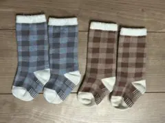ベビー靴下 チェック柄 2足セット